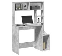 vidaXL Scrivania con mensole Grigio cemento 100x45x140 cm Legno multistrato