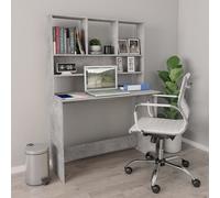 vidaXL Scrivania Mensole Grigio Cemento 110x45x157cm Legno Multistrato