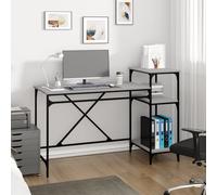 vidaXL Scrivania Ripiani Grigio Sonoma 135x50x90cm Multistrato e Ferro