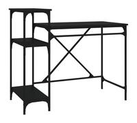 vidaXL Scrivania Ripiani Nera 105x50x90 cm Legno Multistrato e Ferro