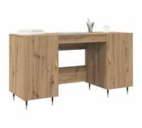 vidaXL Scrivania esecutiva industriale in quercia 140 x 50 x 75 cm, finitura opaca, maniglie dorate