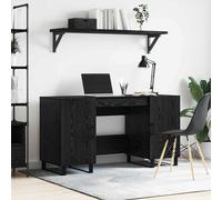 vidaXL Scrivania industriale con ripostiglio, finitura opaca in legno ingegnerizzato rovere nero, 140 x 50 x 75 cm. Design ampio e resistente, stile loft urbano e include dispositivo di fissaggio a