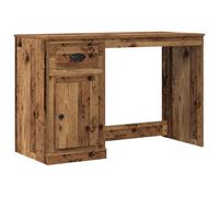 vidaXL Scrivania rustica con un sacco di spazio in legno massello, superficie testurizzata, cassetto tradizionale e porta a cerniera, adatta per casa, ufficio, studio, facile da montare
