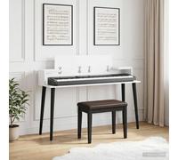 vidaXL Scrivania da studio bianca, 130 x 36 x 19,5 cm, in legno ingegnerizzato, moderna, rettangolare, per musicisti, arredamento creativo per la produzione di spazi di lavoro, allestimento domestico