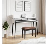 vidaXL Scrivania da studio bianca, 130 x 40 x 19,5 cm, in legno ingegnerizzato, moderna, rettangolare, per produzione musicale, registrazione e spazi di lavoro creativi, design in legno ingegnerizzato