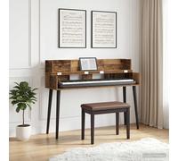 vidaXL Scrivania da studio in legno antico, 152 x 40 x 19,5 cm, moderna scrivania rettangolare per produzione musicale, registrazione e spazi di lavoro creativi, design in legno ingegnerizzato