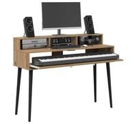 vidaXL Studio Desk Artisan Oak 110 x 42,5 x 36 cm in legno ingegnerizzato, scrivania moderna da studio, spazio di lavoro funzionale per musica, tastiera in legno ingegnerizzato, allestimento