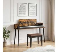 vidaXL Scrivania da studio in legno di rovere fumé, 152 x 36 x 19,5 cm, moderna scrivania rettangolare per musicisti, arredamento creativo per la produzione di spazi di lavoro, allestimento domestico