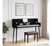 vidaXL Studio - Scrivania in legno di quercia nera, 110 x 40 x 19,5 cm, design moderno e rettangolare, per produzione musicale e spazi creativi, design funzionale in legno