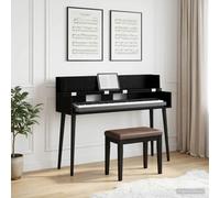 vidaXL Scrivania da studio in rovere nero, 130 x 40 x 19,5 cm, moderna scrivania rettangolare per produzione musicale, registrazione e spazi di lavoro creativi, design in legno ingegnerizzato