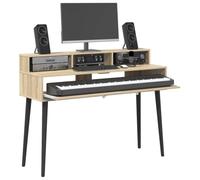 vidaXL Scrivania da studio in rovere Sonoma, 152 x 42,5 x 36 cm, in legno ingegnerizzato, scrivania moderna per studio, spazio di lavoro funzionale, tastiera in legno ingegnerizzato, allestimento