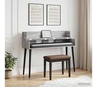 vidaXL Scrivania da studio Sonoma grigia 110 x 40 x 19,5 cm, in legno ingegnerizzato, moderna, rettangolare, per produzione musicale, registrazione e spazi di lavoro creativi, design in legno