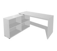 vidaXL Scrivania tavolo angolare in legno di quercia bianco con 4 ripiani computer ufficio casa studio White