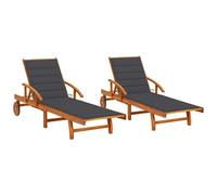 VIDAXL - Sdraio 2 pz con Cuscini in Legno Massello di Acacia