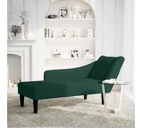 vidaXL Sdraio con Bracciolo Destro in Velluto Verde Scuro