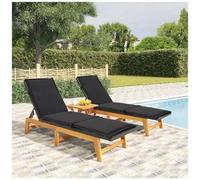 VIDAXL - Sdraio Con Cuscini 2pz Polyrattan E Legno Massello Di Acacia
