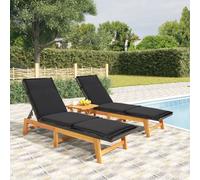 vidaXL Sdraio con Cuscini 2pz Polyrattan e Legno Massello di Acacia