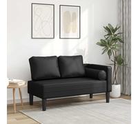 vidaXL Sdraio con Cuscini Nero in Similpelle, divano letto, divano imbottito, seduta da soggiorno, dormeuse, seduta da salotto, divano 2 posti