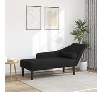 vidaXL Sdraio con Cuscini Nero in Tessuto, divano letto, divano imbottito, seduta da soggiorno, dormeuse, seduta da salotto, divano 2 posti