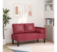 vidaXL Sdraio con Cuscini Rosso Vino in Similpelle, divano letto, divano imbottito, seduta da soggiorno, dormeuse, seduta da salotto, divano 2 posti
