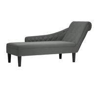 vidaXL Sdraio con Cuscino e Bracciolo Destro in Tessuto Grigio Scuro, divano chaise longue, poltrona, divano soggiorno, salotto, divano lounge