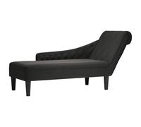 vidaXL Sdraio con Cuscino e Bracciolo Destro in Tessuto Nero, Divano Chaise Longue, Poltrona, Divano Soggiorno, Salotto, Divano Lounge, Sedia Accento