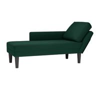 vidaXL Sdraio con Cuscino e Bracciolo Destro in Velluto Verde Scuro