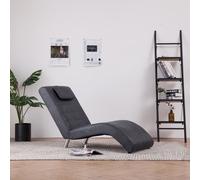 vidaXL Sdraio con Cuscino Elegante Ergonomica Imbottita Confortevole Design Moderno Accattivante Scamosciata Lettino Chaise Longue Grigia Similpelle