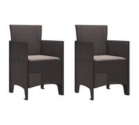 vidaXL Set di 2 sedie da giardino con cuscino, in polyrattan, leggere, ergonomiche, comode, da assemblare, imbottite, in plastica, resistenti, moderne