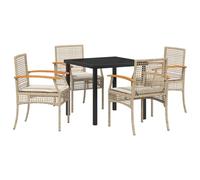 vidaXL Set da Pranzo da Giardino da 5 Pz con Cuscini Beige in Rattan