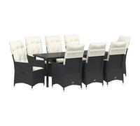 vidaXL Sdraio da Giardino con Cuscini | Schienale Regolabile in Rattan Nero, Struttura in Acciaio, Set di 2 Mobili Moderni per Esterni, Ideali per Patio, Balcone e Terrazza - Sedia Lounge Rilassante