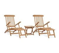 vidaXL Sdraio da Giardino con Poggiapiedi e Tavolino in Teak Massello