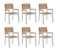 vidaXL Sdraio da Giardino impilabili 6 pz in Legno di Acacia e Metallo