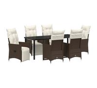 vidaXL Sdraio da Giardino, Reclina Bile con Cuscini | Schienale e Poggiapiedi Regolabili, Marrone in Rattan PE - Set di 2 Mobili da Esterno Moderni, per Patio, Balcone e Terrazza per Relax