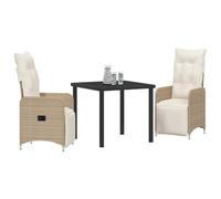 vidaXL Set da Pranzo da Giardino 3 Pezzi con Cuscini Beige in Rattan Polimerico