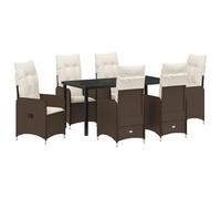 vidaXL Sdraio da Giardino Reclinabili 2 Pezzi Marrone con Cuscini | Schienale Regolabile, Resistente agli Agenti Atmosferici, Arredo Esterno in Poly Rattan, Set di Sedie Lounging per Patio, Terrazza