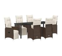 vidaXL Set da Pranzo da Giardino 7 Pezzi con Cuscini Marroni in Polyrattan