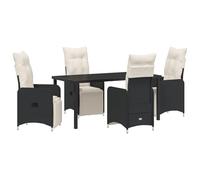 vidaXL Sedie da giardino reclinabili 2 pezzi nero con cuscini | schienale regolabile resistente alle intemperie relax all'aperto seduta durevole polyrattan sedia reclinabile Deck PE cuscino prato