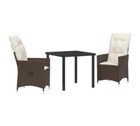 vidaXL Reclining Gartenstühle mit Kissen | Verstellbare Rückenlehne Braun Poly Rattan und Stahl Set aus 2 modernen Außenmöbel für Patio Balkon Terrasse Stuhl Deck PE Sitzplatz Rasenliege