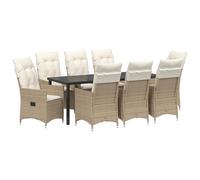 vidaXL Sdraio da Giardino Reclinaibili 2 Pz con Cuscini | Schienale Regolabile Beige in Rattan PE e Acciaio, Mobili Moderni da Esterno per Patio, Balcone e Terrazza. Set di Sedute per Rilassarsi all