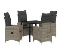 vidaXL Set da Pranzo da Giardino 5 Pezzi con Cuscini Grigio Polyrattan