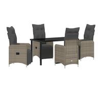 vidaXL Set di 5 pezzi per sala da pranzo da giardino con cuscini in rattan poli grigio