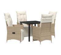 vidaXL Sedie da giardino Reclining con cuscini | Schienale e poggiapiedi regolabili Beige Polirattan Acciaio Set di 2 mobili moderni da esterno per patio balcone terrazza sedia PE Recliner