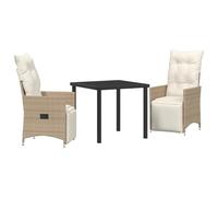 vidaXL Liegestühle für den Garten mit Kissen in Beige | Verstellbare Rückenlehne und Fußstütze | PE Rattan Stahl Set von 2 | Moderne Gartenmöbel für Terrasse, Balkon, Stuhl, Kissen, Rasenliegen