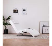 vidaXL Sdraio Massaggiante con Cuscino Bianco in Similpelle