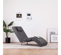 vidaXL Sdraio Massaggiante con Cuscino Grigia in Similpelle