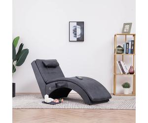 vidaXL Sdraio Massaggiante con Cuscino Grigia Similpelle Scamosciata