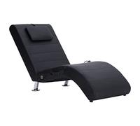 vidaXL Sdraio Massaggio con Cuscino Ergonomica Imbottita Comoda Design Moderno Funzione Massaggio Lettino Chaise Longue Poltrona Nera in Similpelle