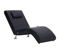 vidaXL Sdraio Massaggio con Cuscino Ergonomica Imbottita Comoda Design Moderno Funzione Massaggio Lettino Chaise Longue Poltrona Nera in Similpelle