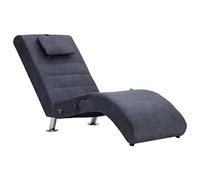 vidaXL Sdraio Massaggio con Cuscino Ergonomica Imbottita Design Moderno Funzione Massaggio Lettino Chaise Longue Poltrona Grigia in Similpelle